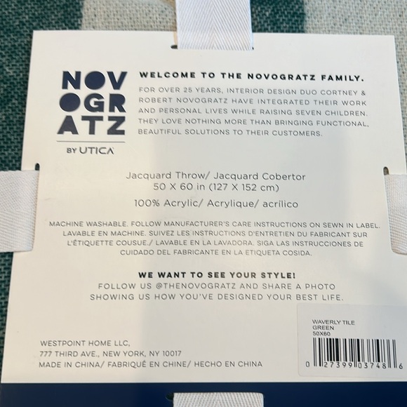 Novogratz throw blanket - Waverly Tile Green - Picture 3 of 4